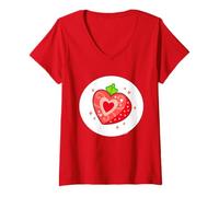 Femme Care Bears: Unlock The Magic Strawberry Sunrise Bear Belly T-Shirt avec Col en V