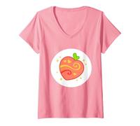 Femme Care Bears: Unlock The Magic Sweet Peach Bear Belly T-Shirt avec Col en V