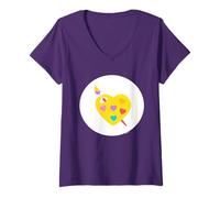 Femme Care Bears: Unlock The Magic Work of Heart Bear Belly T-Shirt avec Col en V