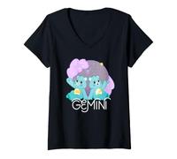 Femme Care Bears: Unlock The Magic Zodiac Gemini with Wish Bear T-Shirt avec Col en V