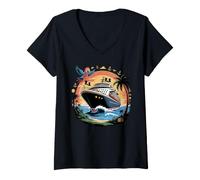 Femme Caribbean Cruise Ship Vacation Cruising T-Shirt avec Col en V