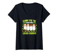 Femme Caring for The Cute Lucky Charm Shamrock St Patrick Day T-Shirt avec Col en V