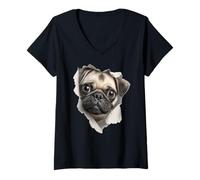 Femme Carlin Amant de Carlin Carlin Mignon Drôle T-Shirt avec Col en V