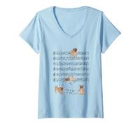 Femme Carlin Note de Musique Clef Musicien Chien Mignon T-Shirt avec Col en V