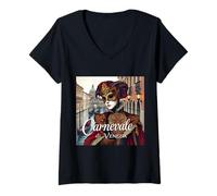 Femme Carnaval à Venise - Carnevale di Venezia T-Shirt avec Col en V