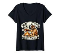 Femme Carnivore Depuis Le Premier Jour, mangeur de Viande, régime Alimentaire des Hommes des cavernes T-Shirt avec Col en V