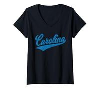 Femme Carolina North South Varsity, Style Maillot de Sport T-Shirt avec Col en V