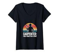 Femme Carpenter I Nail Things for A Living Humour T-Shirt avec Col en V