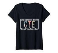 Femme Carrière et enseignement Technique CTE Les Enseignants Les Plus Cool de Tous Les Temps T-Shirt avec Col en V