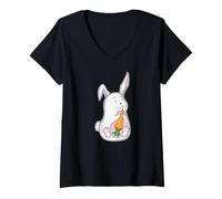 Femme Cartable Lapin Lapin T-Shirt avec Col en V