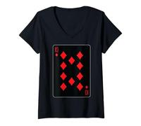 Femme Carte à jouer Ten of Diamons T-Shirt avec Col en V