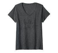 Femme Carte de Bienvenue Hello Little One Baby T-Shirt avec Col en V