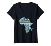 Femme Carte de l’Afrique Tribal T-Shirt avec Col en V
