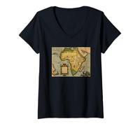 Femme Carte de l'Afrique Tabula Nova 1570 Afrique Historique Antique T-Shirt avec Col en V