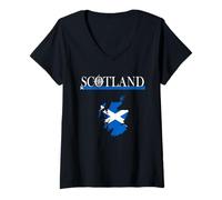 Femme Carte de l'Écosse avec Drapeau - Aventure écossaise Vacances T-Shirt avec Col en V