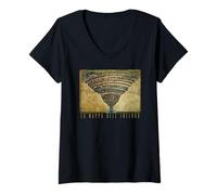 Femme Carte de l'enfer de Botticelli La Divine Comédie Dante T-Shirt avec Col en V