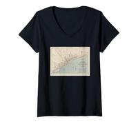 Femme Carte de l'Italie de San Remo Vintage (1943) T-Shirt avec Col en V