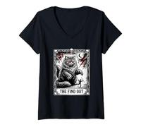 Femme Carte de Tarot Amusante en Forme de Chat avec Peluche et découvrez Le Style Gothique T-Shirt avec Col en V