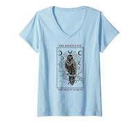 Femme Carte de Tarot Gothique Occulte Mystique pour Amoureux des Corbeaux T-Shirt avec Col en V