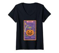 Femme Carte de Tarot Jack O'-Lantern XVII T-Shirt avec Col en V