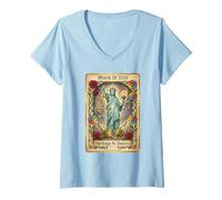 Femme Carte de Tarot No Kings in America Statue de la Liberté T-Shirt avec Col en V