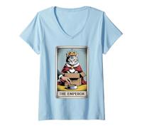 Femme Carte de tarot pour chat The Emperor Cat In Box Lover Funny Cat T-Shirt avec Col en V
