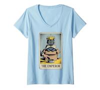 Femme Carte de tarot pour chat The Emperor Cat In Box Lover Funny Cat T-Shirt avec Col en V