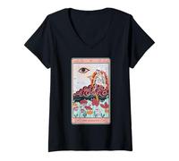Femme Carte de Tarot Squelette rétro avec Nuage The Audacity Arc-en-Ciel T-Shirt avec Col en V