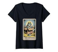 Femme Carte de tarot The Emperor Cat In Box Lover Funny Cat T-Shirt avec Col en V
