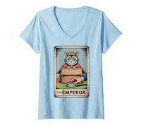 Femme Carte de tarot The Emperor Cat In Box Lover Funny Cat T-Shirt avec Col en V
