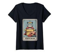 Femme Carte de tarot The Emperor Cat In Box Lover Funny Cat T-Shirt avec Col en V