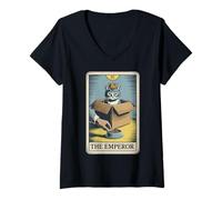 Femme Carte de tarot The Emperor Cat In Box Lover Funny Cat T-Shirt avec Col en V