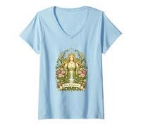 Femme Carte de Tarot The Impress Botanical Goddess T-Shirt avec Col en V