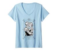 Femme Carte de Tarot The Lovers Zombie Mariage Couple Saint-Valentin T-Shirt avec Col en V