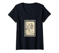 Femme Carte de Tarot The Makeup Artist Halloween Spooky Gothic Witchy T-Shirt avec Col en V