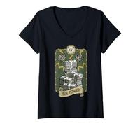 Femme Carte de Tarot The Tower Dollar Money Astrologie T-Shirt avec Col en V