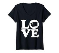 Femme Carte de Washington Love Graphic T-Shirt avec Col en V