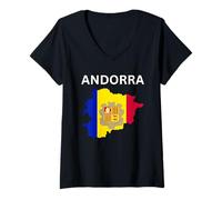 Femme Carte du Drapeau de l'Andorre T-Shirt avec Col en V