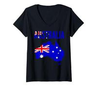 Femme Carte du Drapeau de l'Australie National Pride T-Shirt avec Col en V