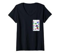 Femme Carte du Fuseau horaire Mondial T-Shirt avec Col en V