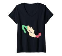 Femme Carte du Mexique Fier mexicain T-Shirt avec Col en V