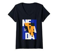 Femme Carte du Nevada Nevada State Pride Souvenir de Voyage T-Shirt avec Col en V