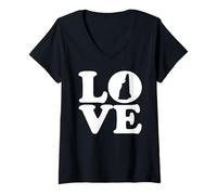 Femme Carte du New Hampshire Love Graphic T-Shirt avec Col en V