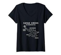 Femme Carte du Parcours schématique de Kayak Cross T-Shirt avec Col en V