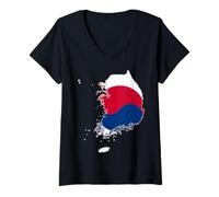 Femme Carte Graphique « I Love Seoul Korea Independence Day » T-Shirt avec Col en V