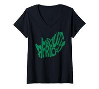 Femme Carte Patriotique de l'Afrique du Sud Drapeau National de l'Afrique du Sud T-Shirt avec Col en V