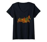 Femme Carte régionale russe de la Russie T-Shirt avec Col en V