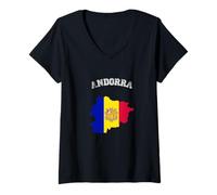 Femme Carte rétro Andorre Drapeau d'Andorre Vieilli T-Shirt avec Col en V