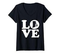Femme Carte Rhode Island Love Graphic T-Shirt avec Col en V