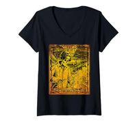 Femme Carte Tarot Le Soudeur Squelette Soudeur Métallurgiste T-Shirt avec Col en V